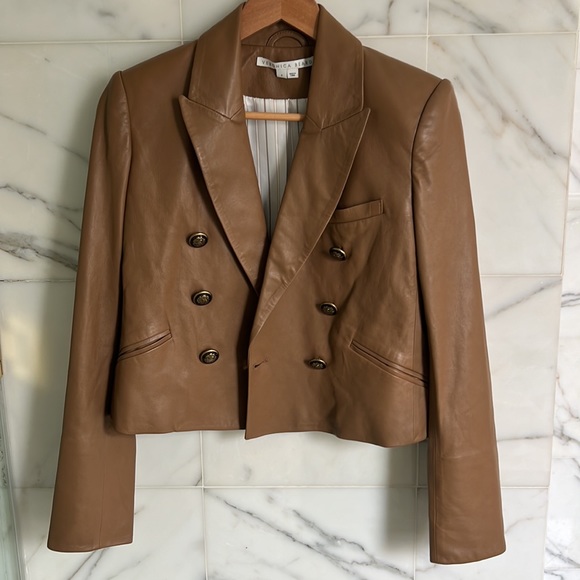 Veronica Beard Nevis Cropped Leather Blazer Jacket Brand New Size 4 - Picture 3 of 4